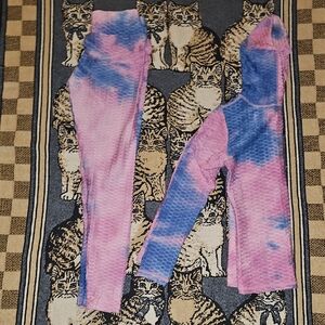 New Mix Tie-Dye Leggings and Hoodie Set Womens S/M Textured Matching Set